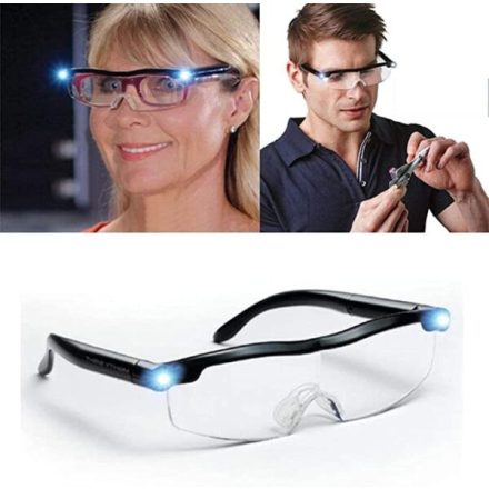 Nagyító szemüveg LED világítással szereléshez, olvasáshoz, pontosságot igénylő tevékenységekhez